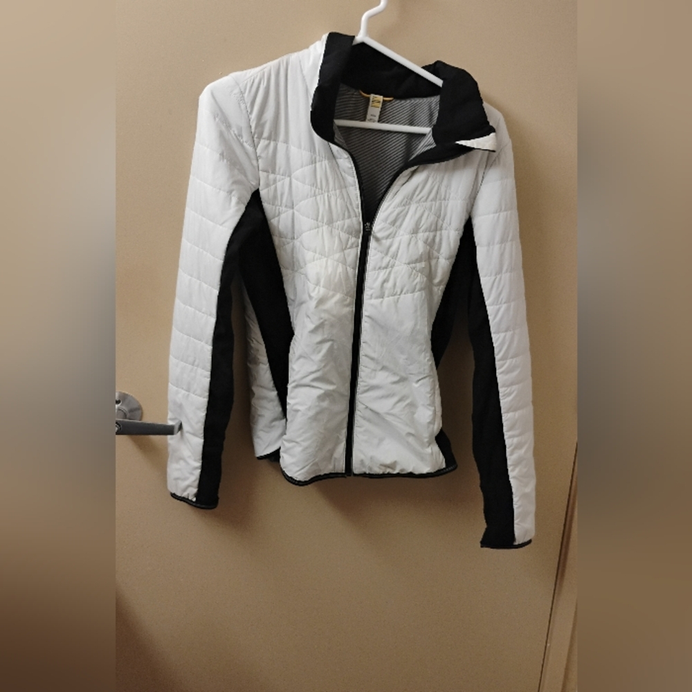 Lole Women's Black And White Full Zip Puffer Jacket Sz M